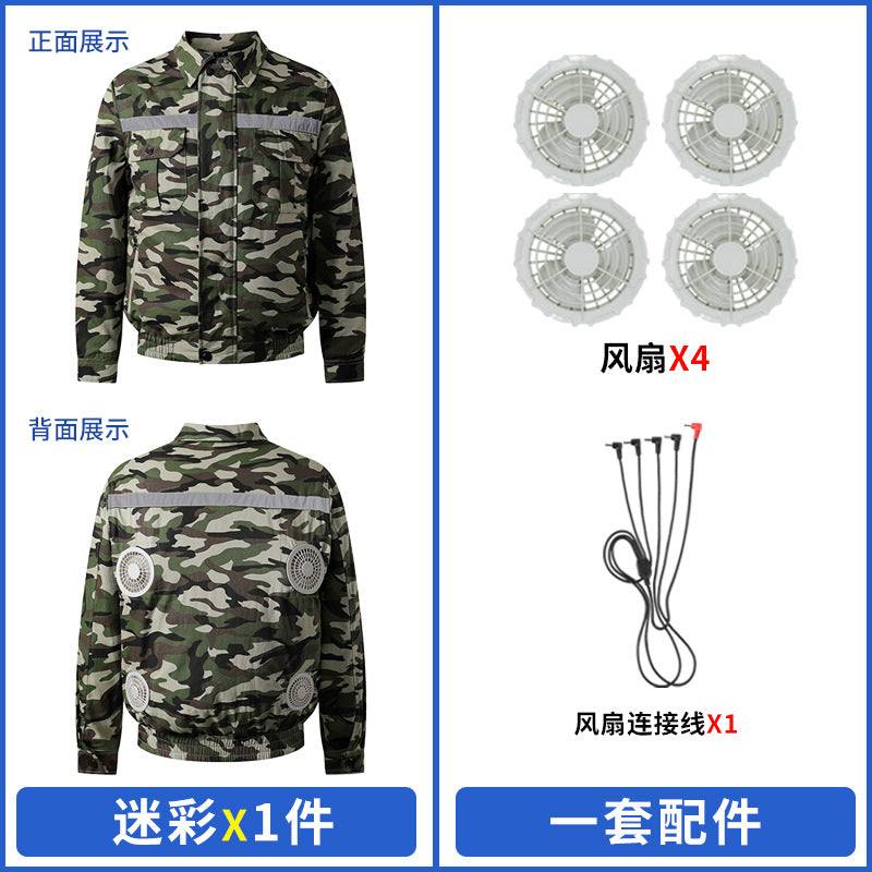 Summer Four-Fan Air-Conditioned Clothing Cooling and Refrigeration Reflective Sun Protection Clothing with Fan Outdoor Labor Protection Work Clothes