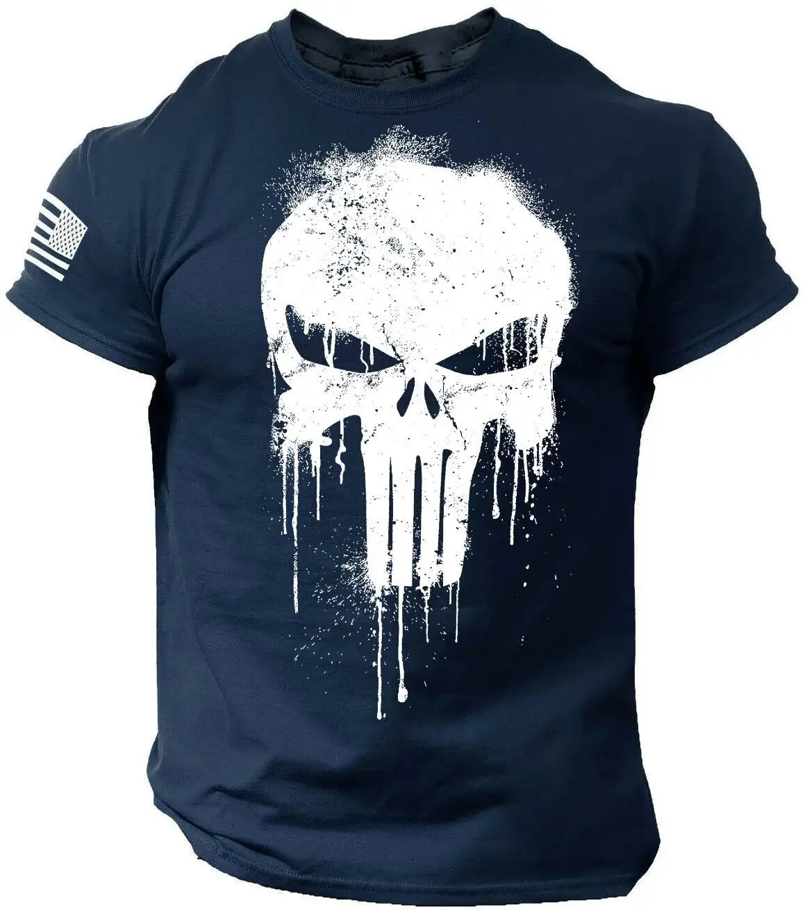 メンズTシャツ メンズ 3Dプリント ミリタリー 愛国心あふれるスカル ドロップTシャツ オーバーサイズ 半袖 スポーツウェア メンズ服 トップTシャツ
