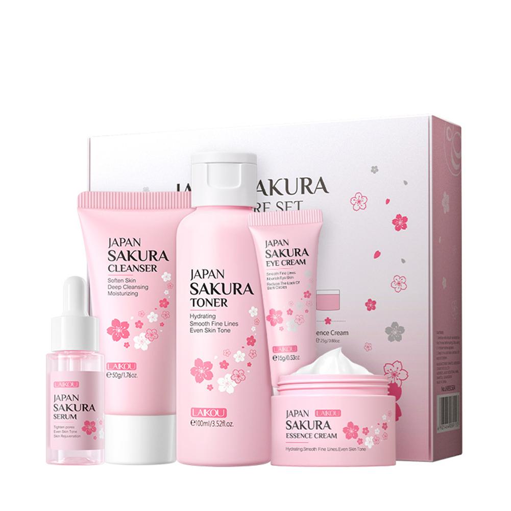 フェイシャルスキンケアセット スキンクレンジング サクラスキンケアセット 女性用 女の子用 クレンザー 化粧水 フェイス美容液 クリーム アイクリーム入り