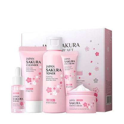 フェイシャルスキンケアセット スキンクレンジング サクラスキンケアセット 女性用 女の子用 クレンザー 化粧水 フェイス美容液 クリーム アイクリーム入り