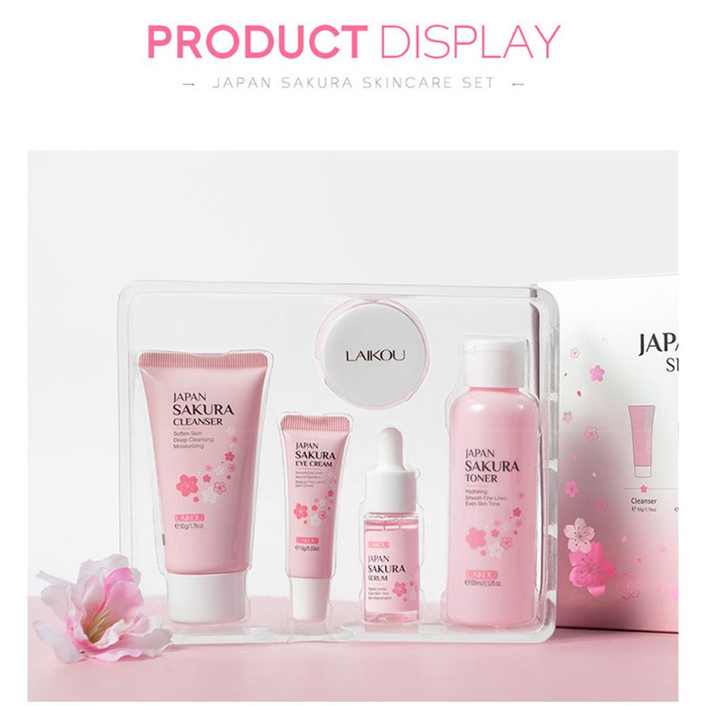 フェイシャルスキンケアセット スキンクレンジング サクラスキンケアセット 女性用 女の子用 クレンザー 化粧水 フェイス美容液 クリーム アイクリーム入り