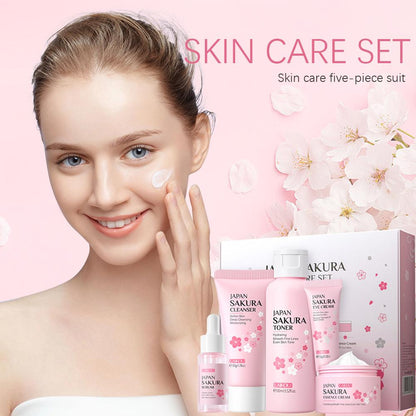 フェイシャルスキンケアセット スキンクレンジング サクラスキンケアセット 女性用 女の子用 クレンザー 化粧水 フェイス美容液 クリーム アイクリーム入り