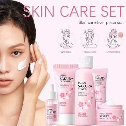 フェイシャルスキンケアセット スキンクレンジング サクラスキンケアセット 女性用 女の子用 クレンザー 化粧水 フェイス美容液 クリーム アイクリーム入り