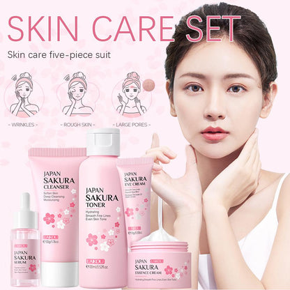 フェイシャルスキンケアセット スキンクレンジング サクラスキンケアセット 女性用 女の子用 クレンザー 化粧水 フェイス美容液 クリーム アイクリーム入り