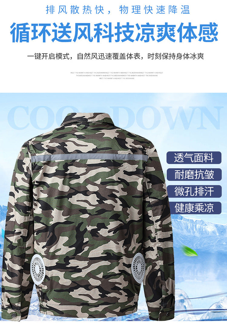 Pure Cotton Welder's Clothing with Fan Clothes Cooling Air Conditioning Clothing Men's Summer Heat Prevention Fan Clothing Refrigeration Labor Protection Work Clothes
