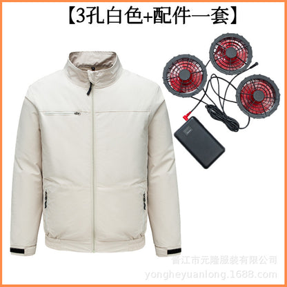 国境を越えた空調服 夏用冷房ファン付き作業着 男性作業員向け ファン付き空調服 夏の暑さ対策 電気溶接作業服 労働保護作業服