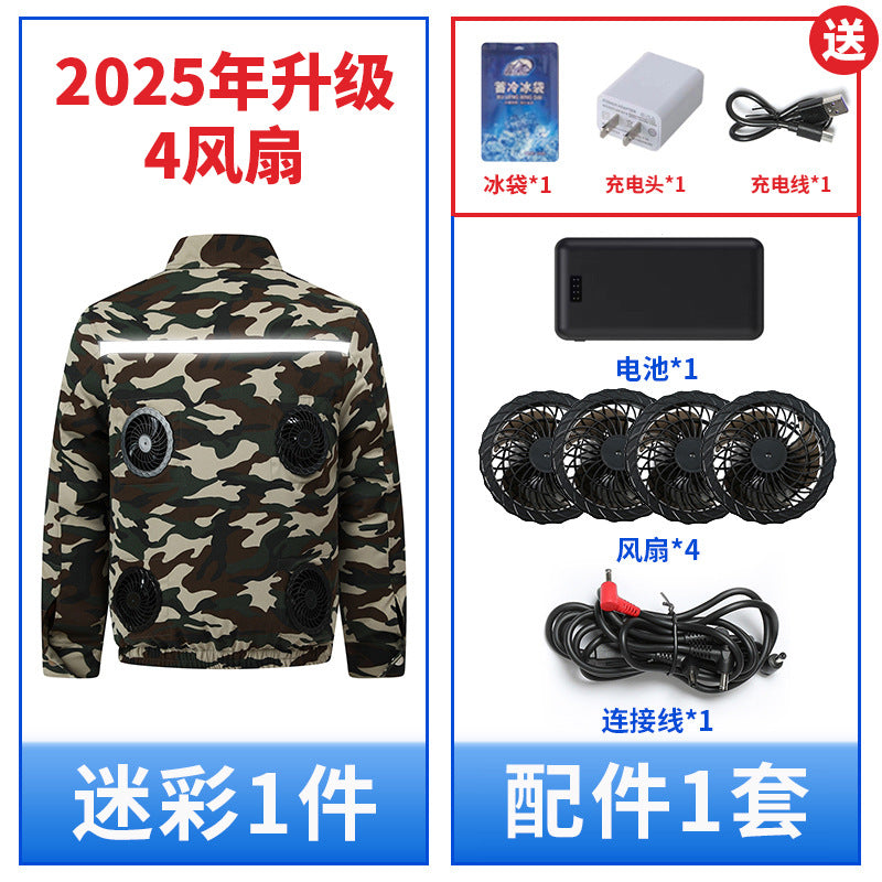 熱中症対策空調服作業服メンズ冷却ファン付き充電式現場作業員保護服溶接ジャケット