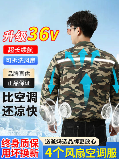 熱中症対策空調服作業服メンズ冷却ファン付き充電式現場作業員保護服溶接ジャケット