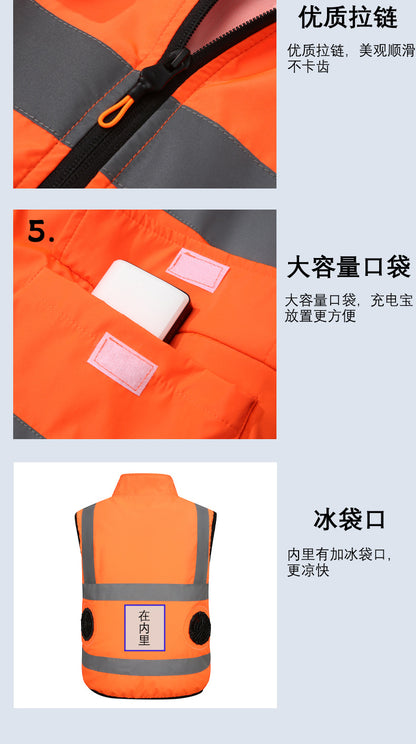 ファンウェア、夏用空調服、テクノロジー、大型ファン冷却、工事現場用フィッシングベスト（メンズ）、越境EC専用