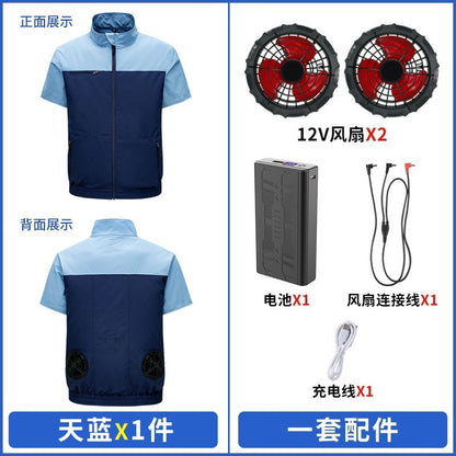 Cross-border New Smart Air-conditioning Clothing Jacket Clothes with Fan Outdoor Work Uniform Labor Protection Duty Fan Clothing