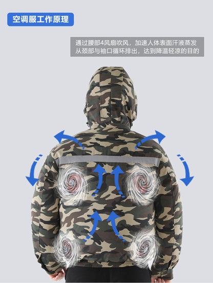 Summer Air-Conditioned Clothing for Outdoor Labor Protection, Cooling and Sun Protection Clothing, Hooded Fan Clothing for Men and Women, Specially Designed for Outdoor Labor Protection