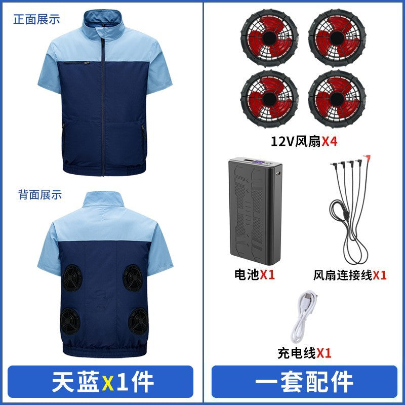 Cross-border New Smart Air-conditioning Clothing Jacket Clothes with Fan Outdoor Work Uniform Labor Protection Duty Fan Clothing