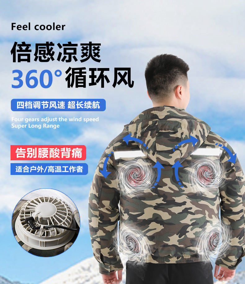 Summer Air-Conditioned Clothing for Outdoor Labor Protection, Cooling and Sun Protection Clothing, Hooded Fan Clothing for Men and Women, Specially Designed for Outdoor Labor Protection