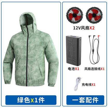 新ファン日焼け止め服、熱中症予防屋外作業着、ファン付き男女兼用冷却釣り服