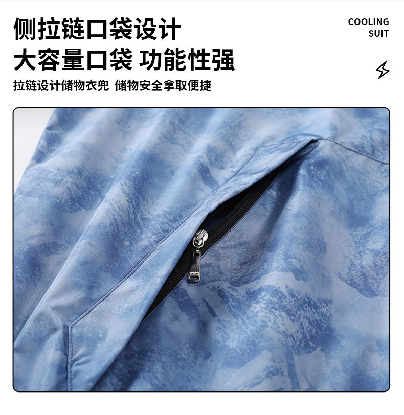 新ファン日焼け止め服、熱中症予防屋外作業着、ファン付き男女兼用冷却釣り服