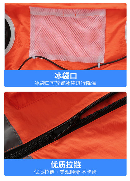 新作夏用ファン付き作業服建設現場冷却エアコン服屋外反射ストライプエアコン服メンズスタイルファン付き