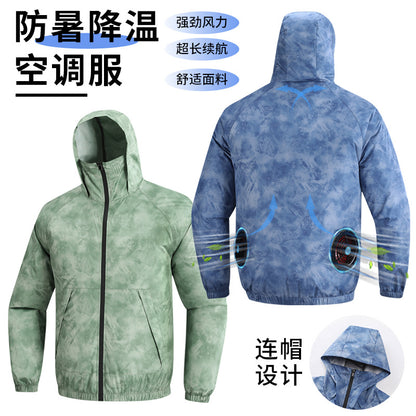 新ファン日焼け止め服、熱中症予防屋外作業着、ファン付き男女兼用冷却釣り服