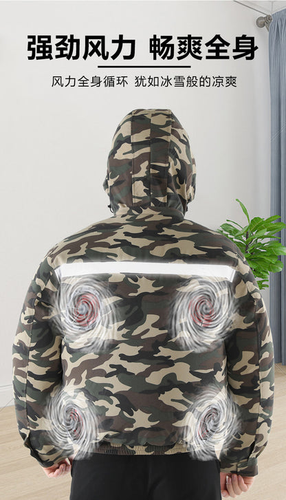 Summer Air-Conditioned Clothing for Outdoor Labor Protection, Cooling and Sun Protection Clothing, Hooded Fan Clothing for Men and Women, Specially Designed for Outdoor Labor Protection
