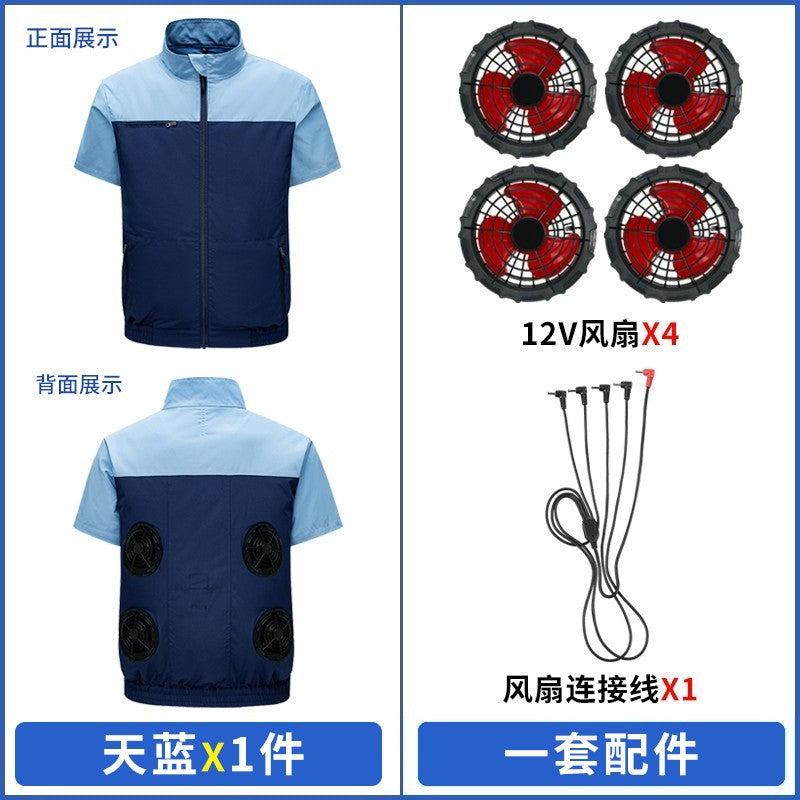 Cross-border New Smart Air-conditioning Clothing Jacket Clothes with Fan Outdoor Work Uniform Labor Protection Duty Fan Clothing