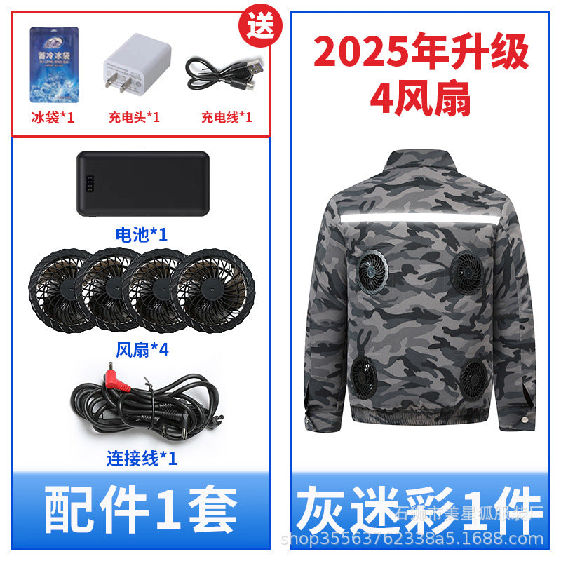 熱中症対策空調服作業服メンズ冷却ファン付き充電式現場作業員保護服溶接ジャケット