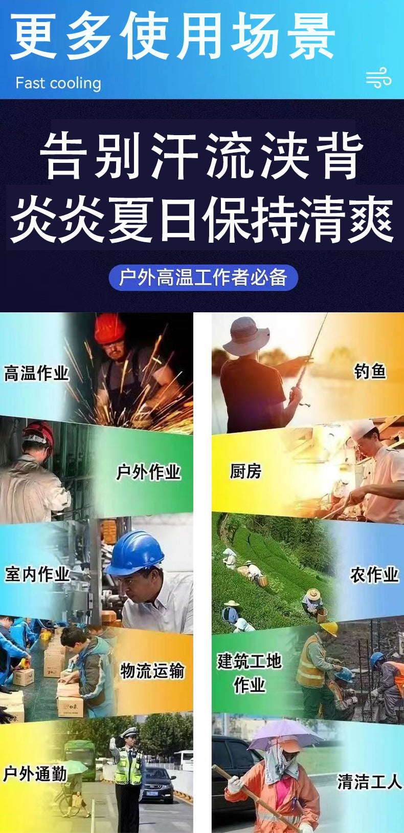 国境を越えた夏の新型空調服 フード付き作業服 半袖冷却ファン服 男性向けアウトドア夏対策作業服