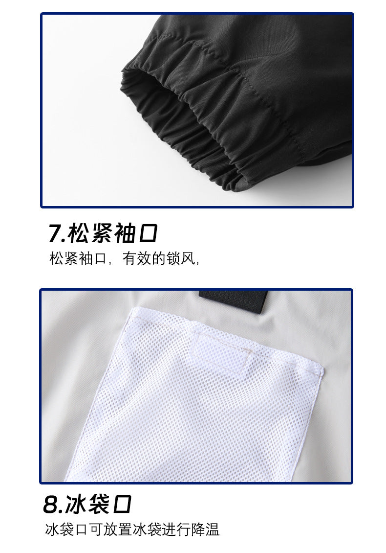 夏用新型三穴ファン空調服 屋外冷却日焼け止めパーカー スタンドカラージャケット作業着
