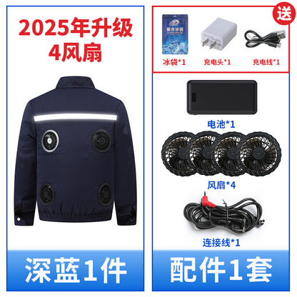 熱中症対策空調服作業服メンズ冷却ファン付き充電式現場作業員保護服溶接ジャケット