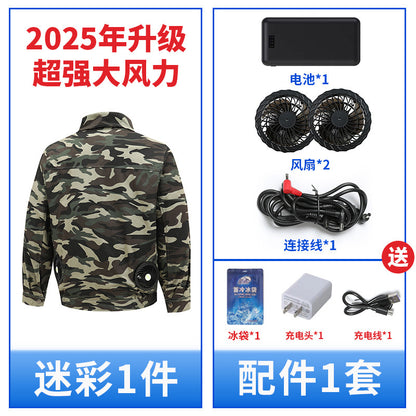 熱中症対策空調服作業服メンズ冷却ファン付き充電式現場作業員保護服溶接ジャケット