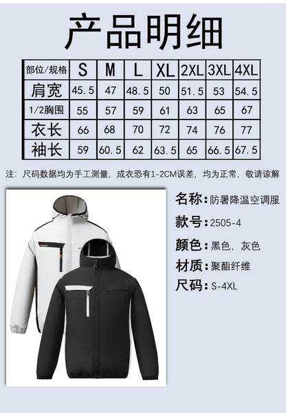 夏用新型三穴ファン空調服 屋外冷却日焼け止めパーカー スタンドカラージャケット作業着