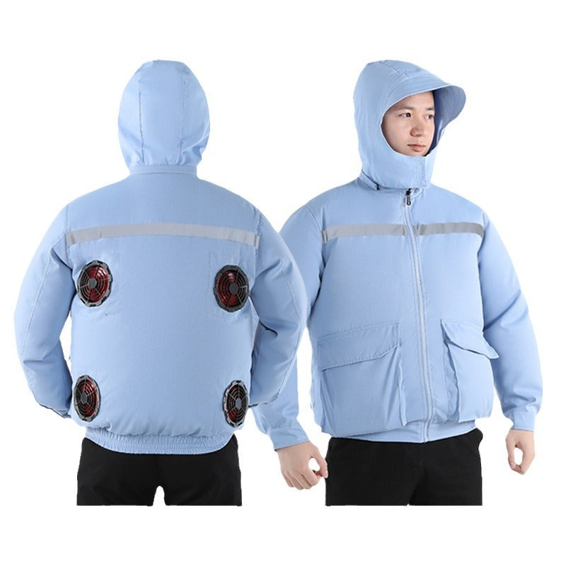 Summer Air-Conditioned Clothing for Outdoor Labor Protection, Cooling and Sun Protection Clothing, Hooded Fan Clothing for Men and Women, Specially Designed for Outdoor Labor Protection