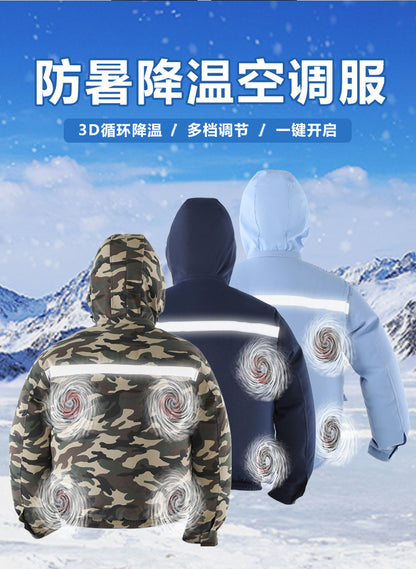 Summer Air-Conditioned Clothing for Outdoor Labor Protection, Cooling and Sun Protection Clothing, Hooded Fan Clothing for Men and Women, Specially Designed for Outdoor Labor Protection