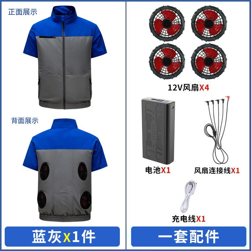 Cross-border New Smart Air-conditioning Clothing Jacket Clothes with Fan Outdoor Work Uniform Labor Protection Duty Fan Clothing