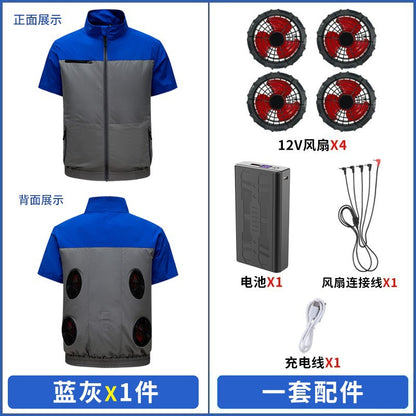 Cross-border New Smart Air-conditioning Clothing Jacket Clothes with Fan Outdoor Work Uniform Labor Protection Duty Fan Clothing
