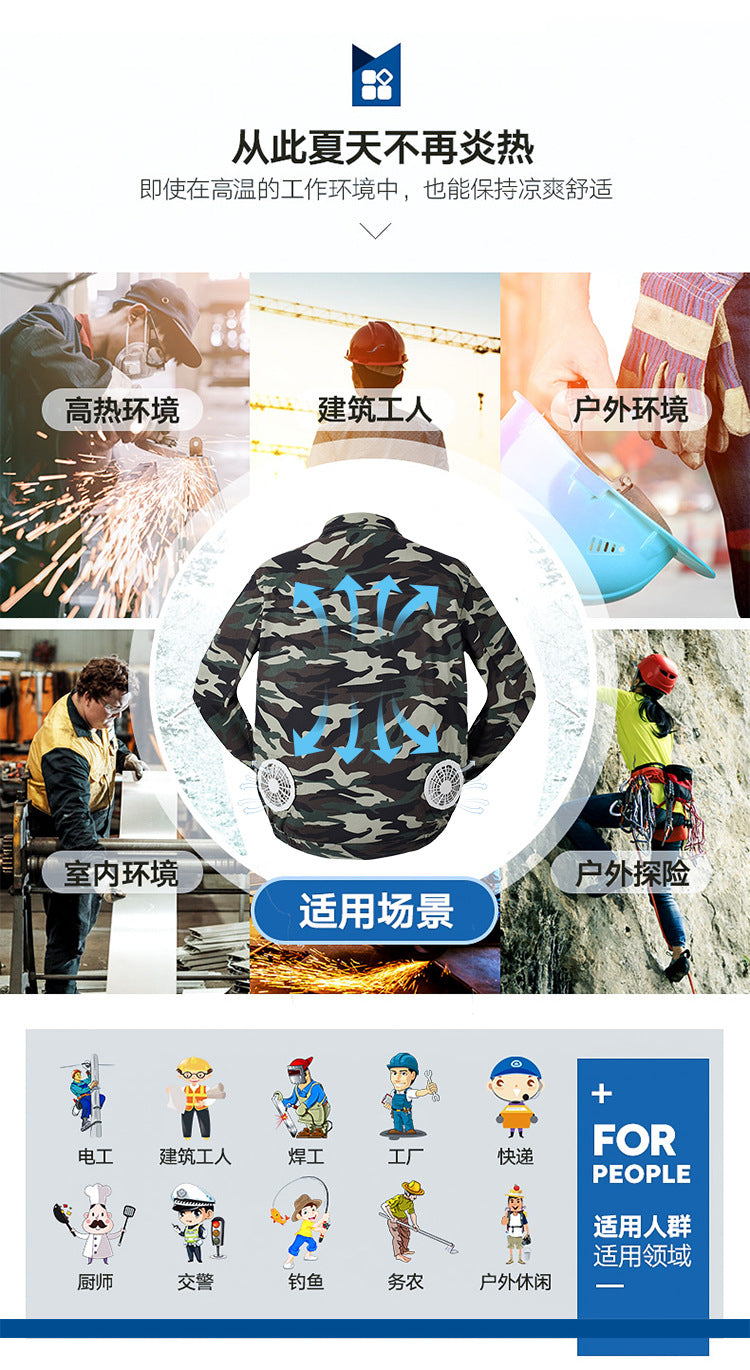 熱中症対策空調服作業服メンズ冷却ファン付き充電式現場作業員保護服溶接ジャケット
