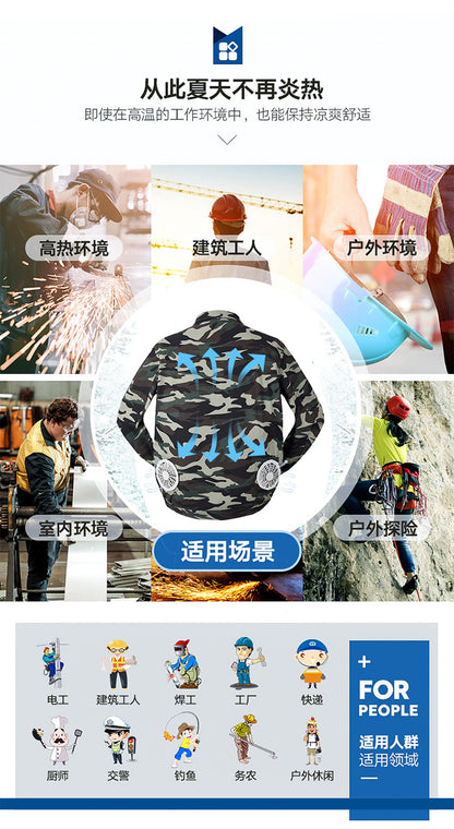 熱中症対策空調服作業服メンズ冷却ファン付き充電式現場作業員保護服溶接ジャケット