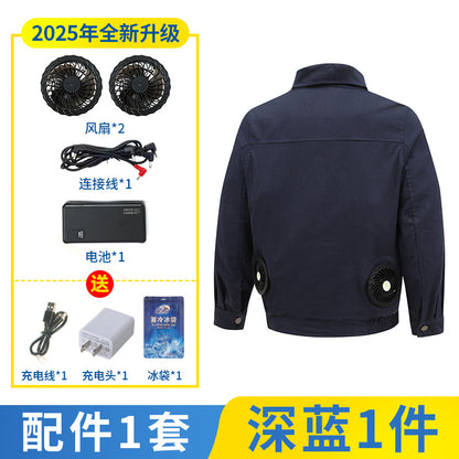 熱中症対策空調服作業服メンズ冷却ファン付き充電式現場作業員保護服溶接ジャケット