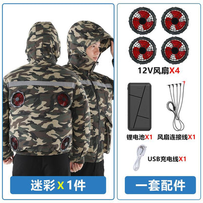 Summer Air-Conditioned Clothing for Outdoor Labor Protection, Cooling and Sun Protection Clothing, Hooded Fan Clothing for Men and Women, Specially Designed for Outdoor Labor Protection