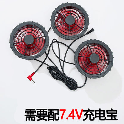 夏用新型三穴ファン空調服 屋外冷却日焼け止めパーカー スタンドカラージャケット作業着