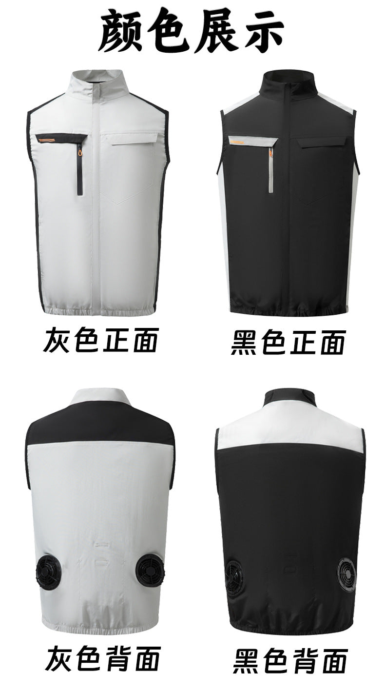 夏空調服ファン付き作業服袖なし冷却空冷服ノースリーブ屋外スポーツ日焼け止めベストUSB作業着