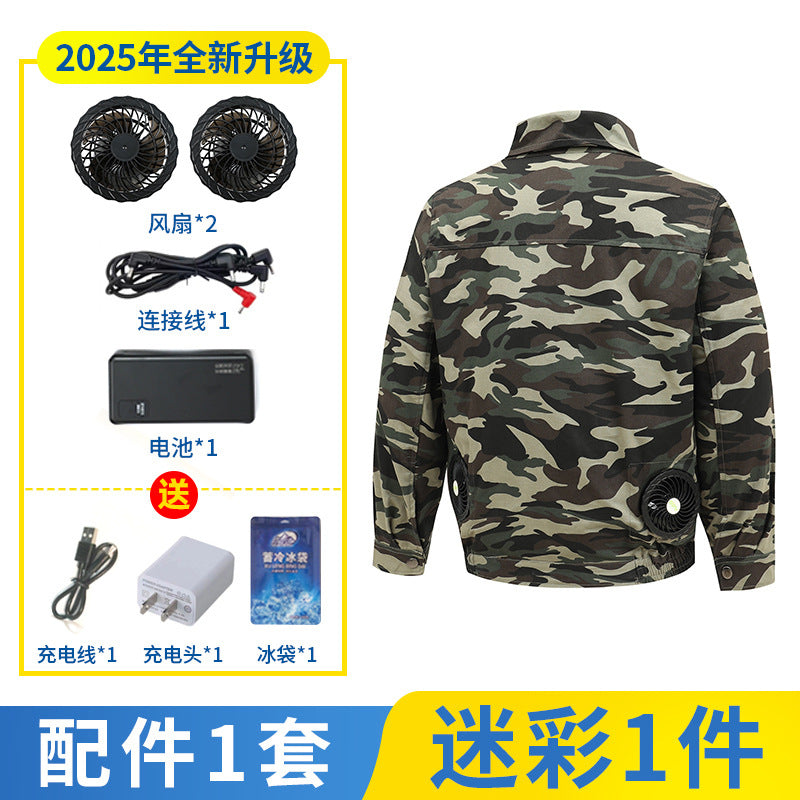 熱中症対策空調服作業服メンズ冷却ファン付き充電式現場作業員保護服溶接ジャケット