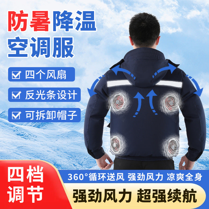 Summer Air-Conditioned Clothing for Outdoor Labor Protection, Cooling and Sun Protection Clothing, Hooded Fan Clothing for Men and Women, Specially Designed for Outdoor Labor Protection