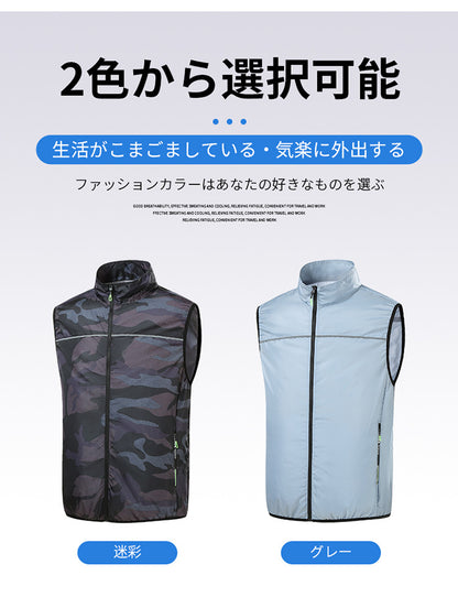 越境新作夏用空調服 男女兼用USB充電ベスト 冷却屋外ファン服 工場直販