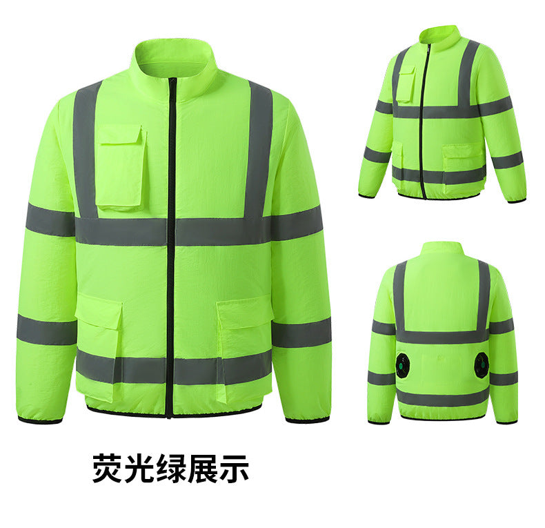 国境を越える夏新作反射ストリップ空調服ジャケットファン付き安全作業服メンズサービス服