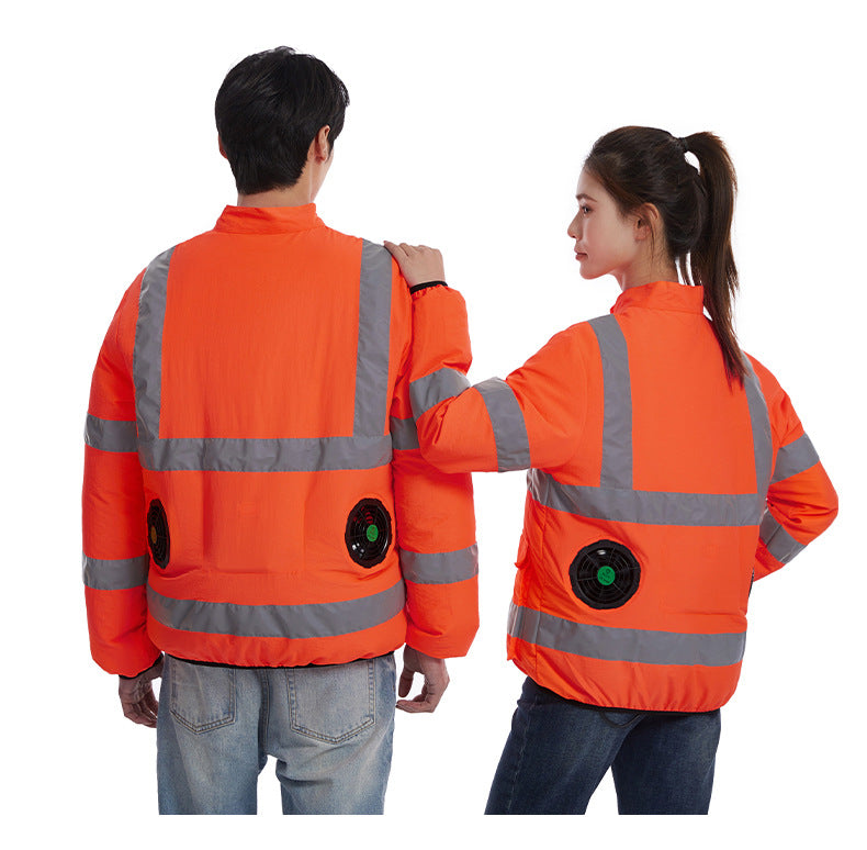 国境を越える夏新作反射ストリップ空調服ジャケットファン付き安全作業服メンズサービス服