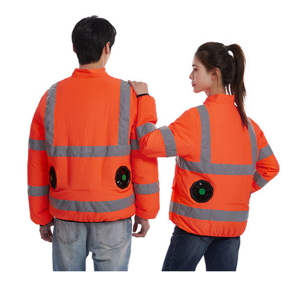 国境を越える夏新作反射ストリップ空調服ジャケットファン付き安全作業服メンズサービス服