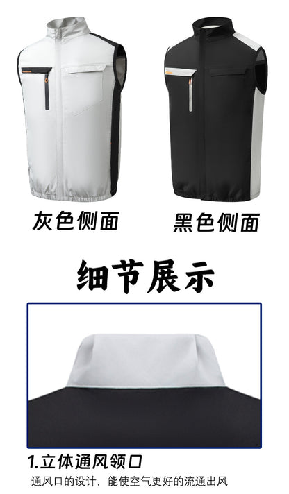 夏空調服ファン付き作業服袖なし冷却空冷服ノースリーブ屋外スポーツ日焼け止めベストUSB作業着