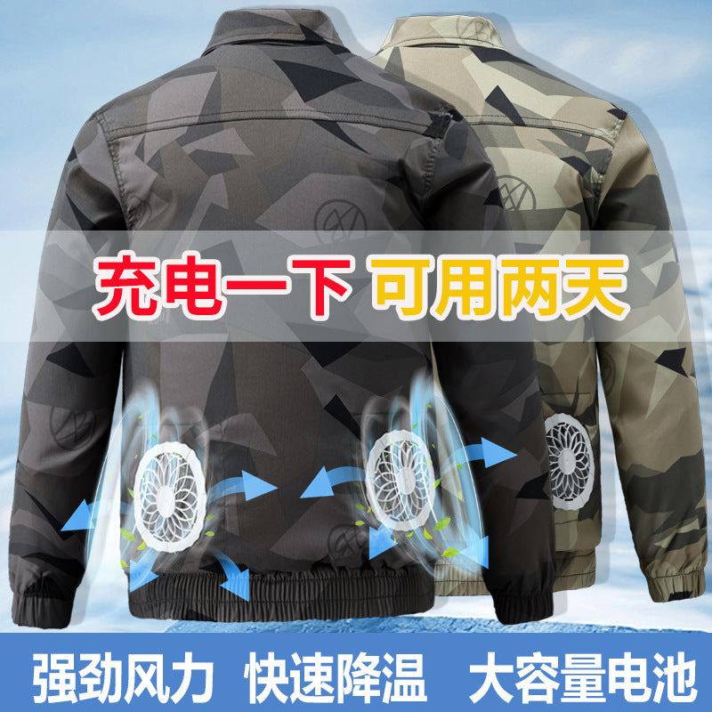 メンズ夏用空調服、ファン付き冷却服、溶接現場熱中症対策作業着