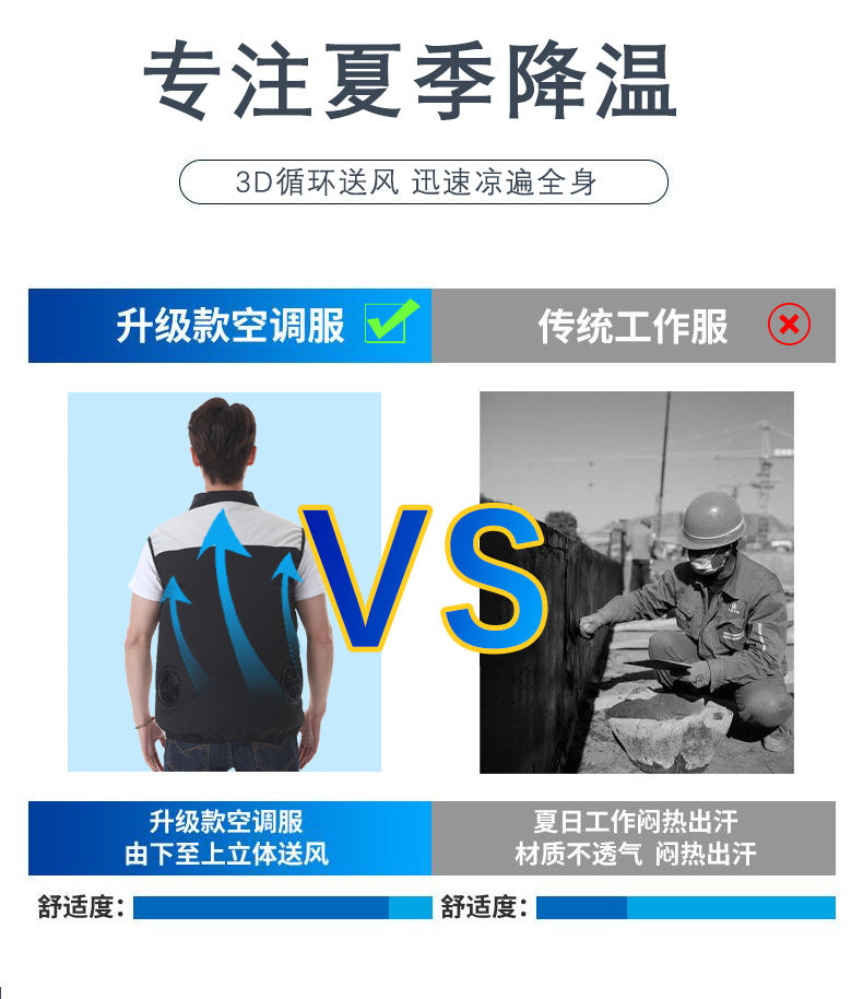 夏空調服ファン付き作業服袖なし冷却空冷服ノースリーブ屋外スポーツ日焼け止めベストUSB作業着