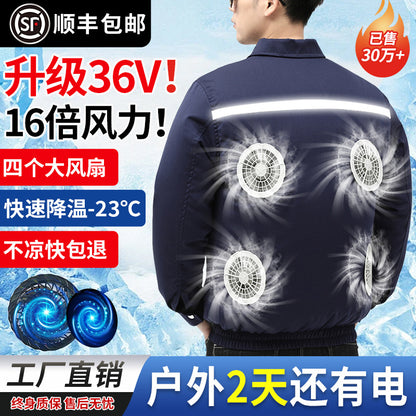 熱中症対策空調服作業服メンズ冷却ファン付き充電式現場作業員保護服溶接ジャケット