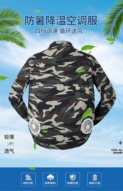 熱中症対策空調服作業服メンズ冷却ファン付き充電式現場作業員保護服溶接ジャケット